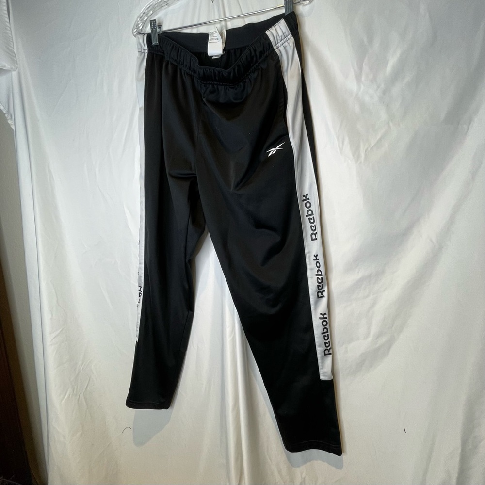 Reebok Black Athletic Pants with White Accent Logo on side legs